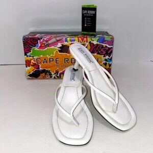 Cape Robbin Tilly Sandal In White Patent Leather Square Toe Size 8-8.5